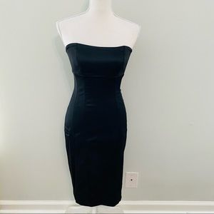 Bebe Black Strapless Cocktail Midi Dress Size S